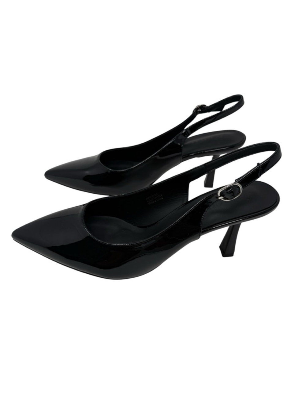 Jztacn Black Patent Pointed-Toe Slingback Heels Size 11 NWOT